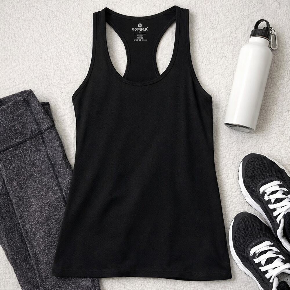 90 Degree by Reflex Black Racerback Tank Top Medium Athletic Workout